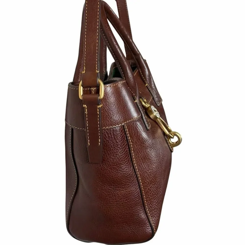Dooney & Bourke Florentine Small Barlow Satchel Chestnut Leather Crossbody